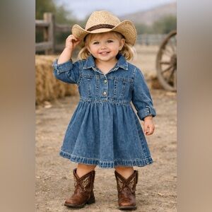 VINTAGE NEVADA CLASSIC Adorable Blue Denim Dress for Kids